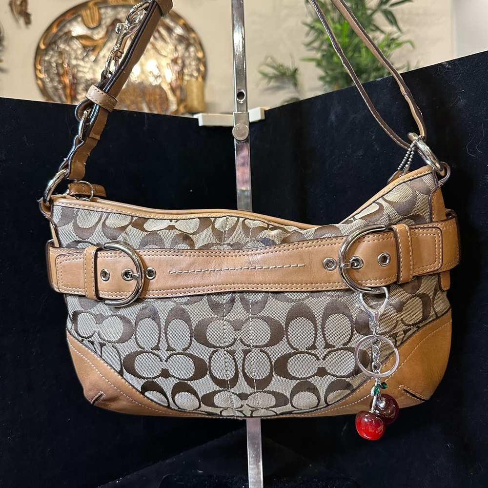 Coach Signature  C 2010 Tan and Khaki Signature Canvas Shoulder Bag